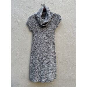 City Triangle Sweater Dress Womens Small Knit Cowl Neck Short Sleeves Brown Boho